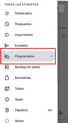 Cómo programar un envío de correo en Gmail desde Android: verifica la bandeja de programados