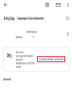 Cómo programar un envío de correo en Gmail desde Android: cancelar envío programado