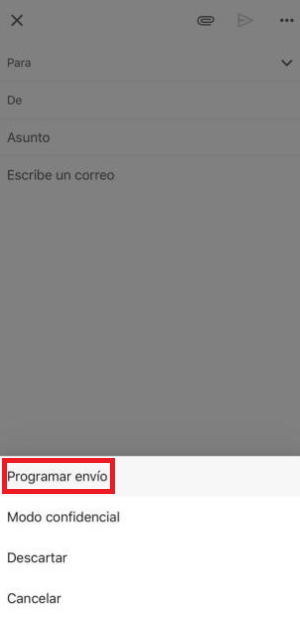 Cómo programar un envío de correo en Gmail desde iPhone: opción de programación