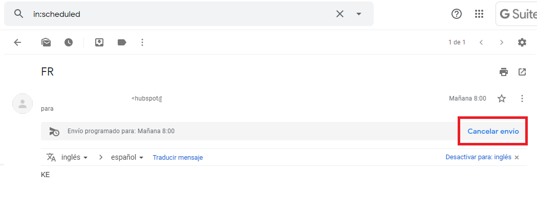 Cómo programar un envío de correo en Gmail: cancelar envío