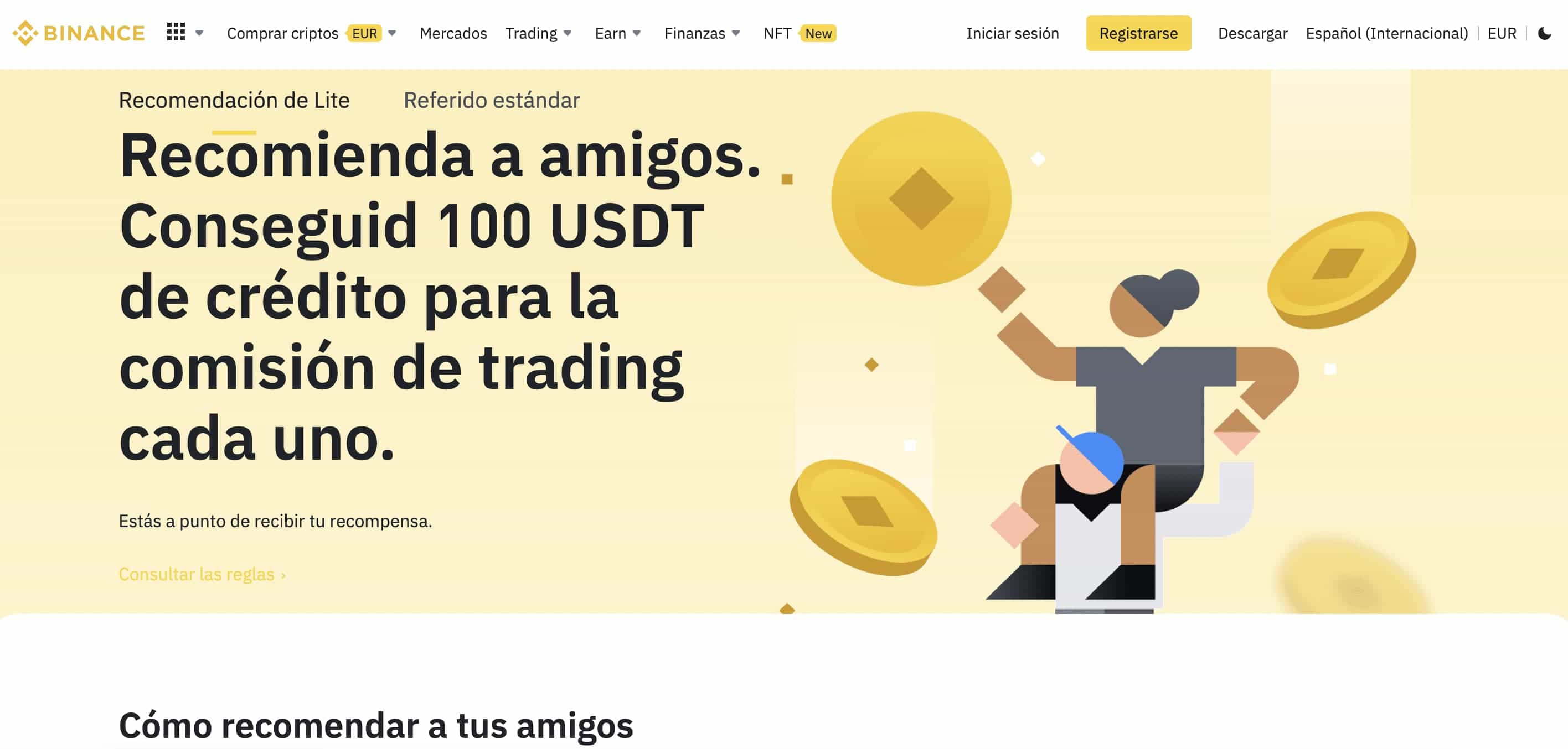 Ejemplo de programa de referidos: Binance