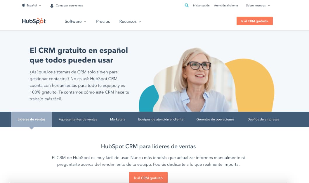 Programas de control de ventas gratis: HubSpot