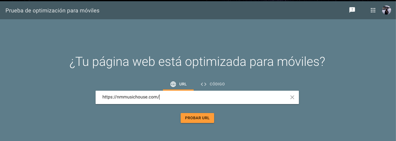 Prueba de optimización para móviles de Google