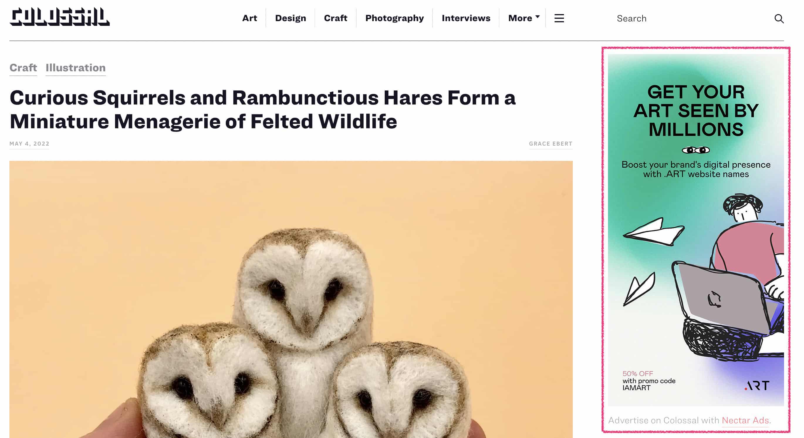 Ejemplo de publicidad display robapáginas en Colossal