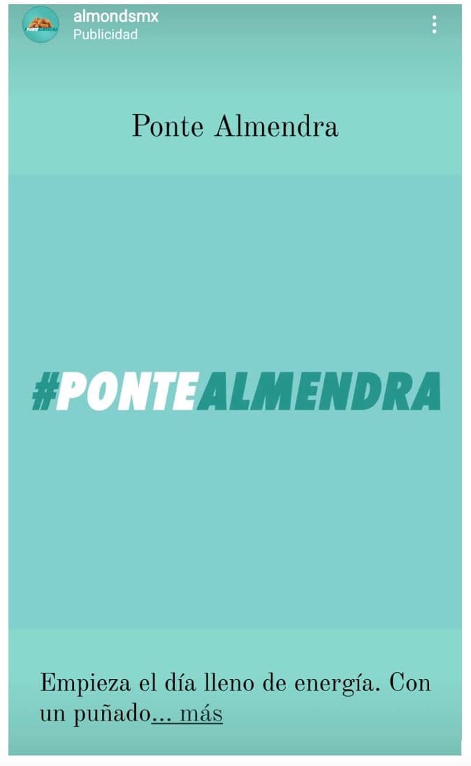 Ejemplo de publicidad en redes sociales de Almonds México