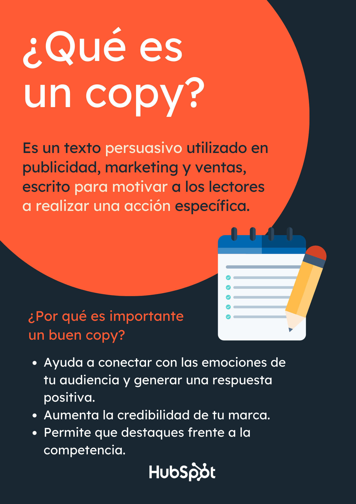 Infografía sobre qué es un copy y las características de un buen copy.
