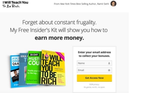 Ejemplo de squeeze page: Ramit Sethi