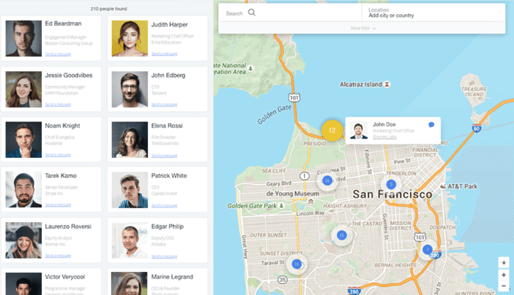 Ejemplo de redes sociales profesionales: Hivebrite