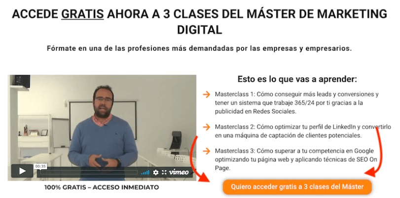 Ejemplo de squeeze page: Rubén Mañez