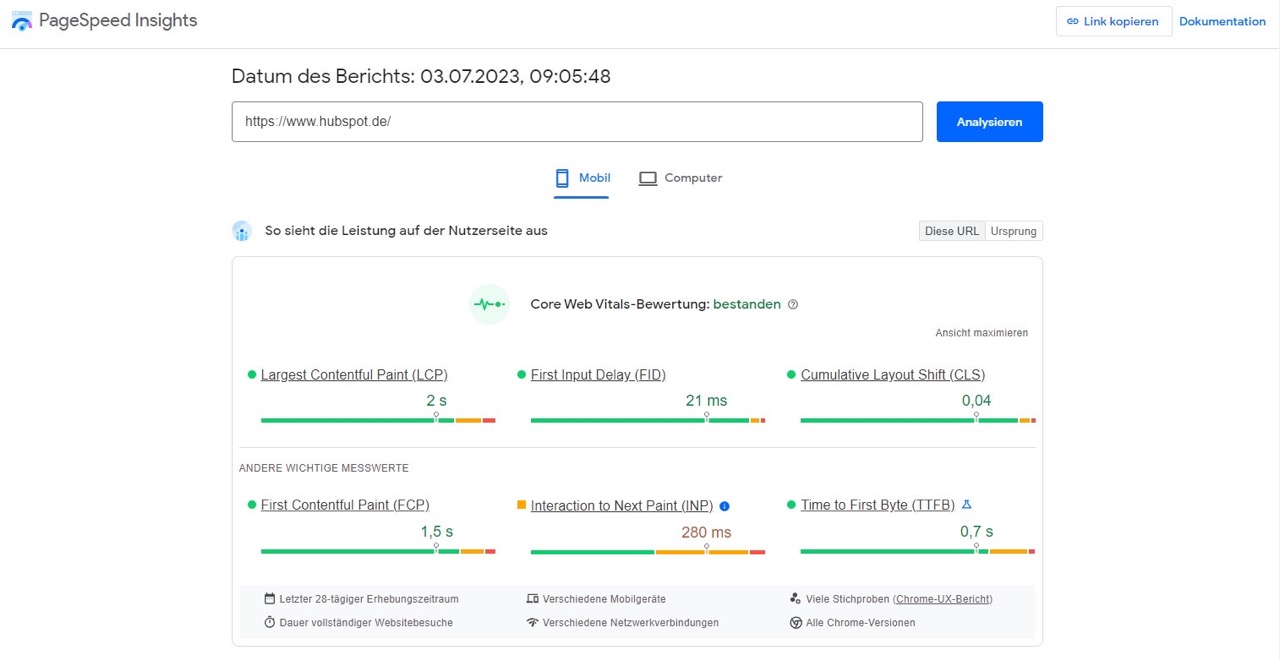 SEO-Tool von Google: PageSpeed Insights.