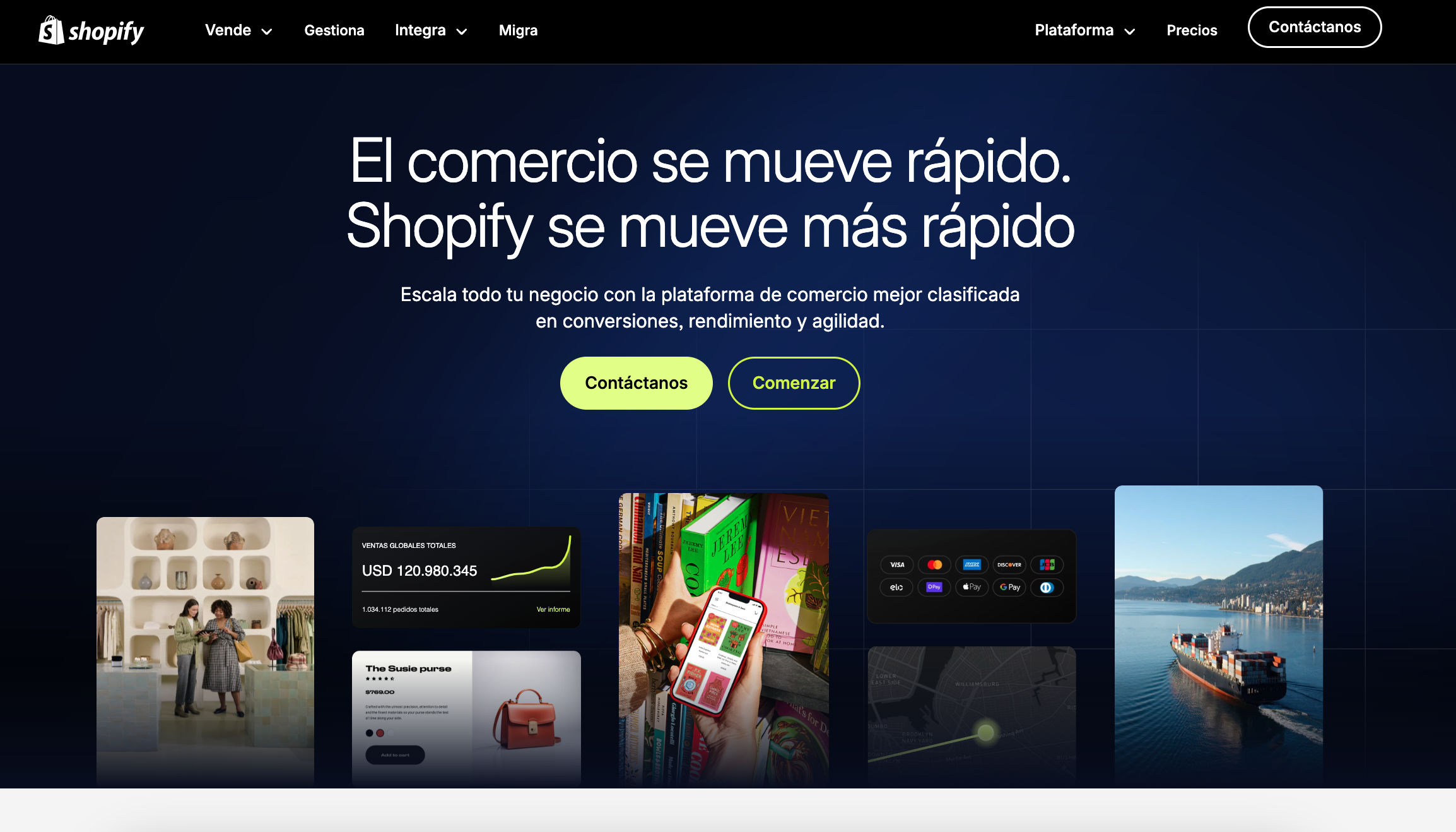 Ejemplo de landing page: Shopify Plus