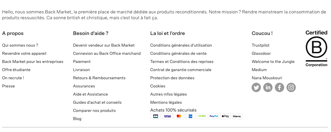 exemple de sitemap html sur backmarket