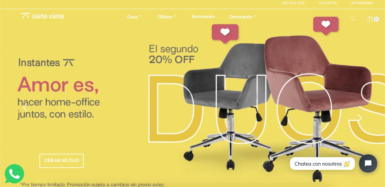 Sitio de Siete Siete, tienda electrónica de muebles