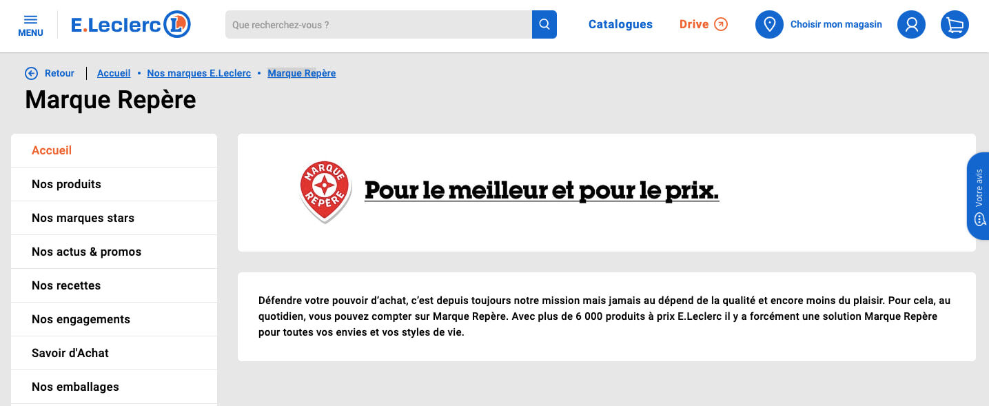 page accueil site marque repère