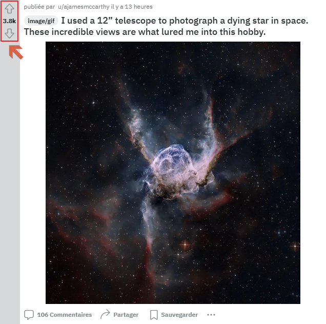 Un post Reddit ayant obtenu un grand nombre d'upvotes.