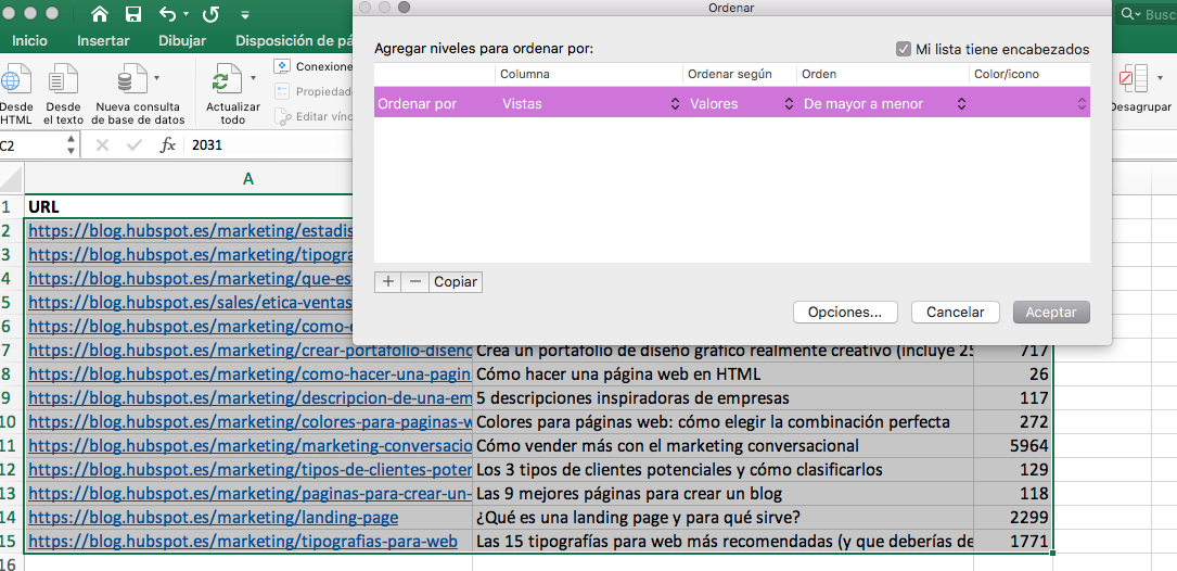 Cómo hacer una tabla dinámica en Excel: ordenar por atributos