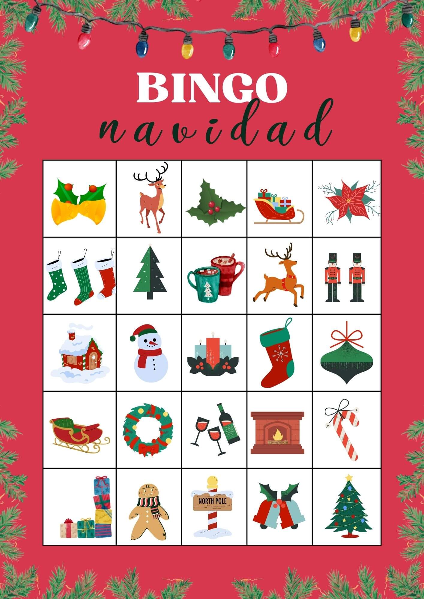 Tarjeta de Navidad con bingo