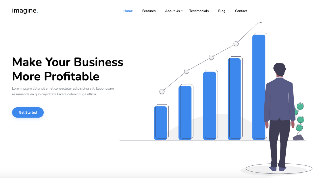 Template gratuito para landing page: Imagine
