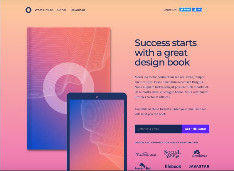 Plantilla para landing pages: O-book