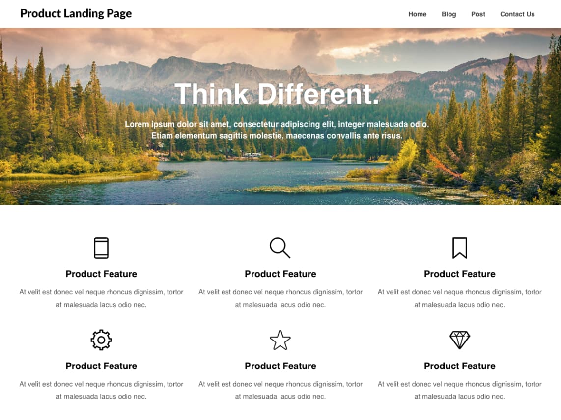 Template gratuito para landing page: Product Landing Page