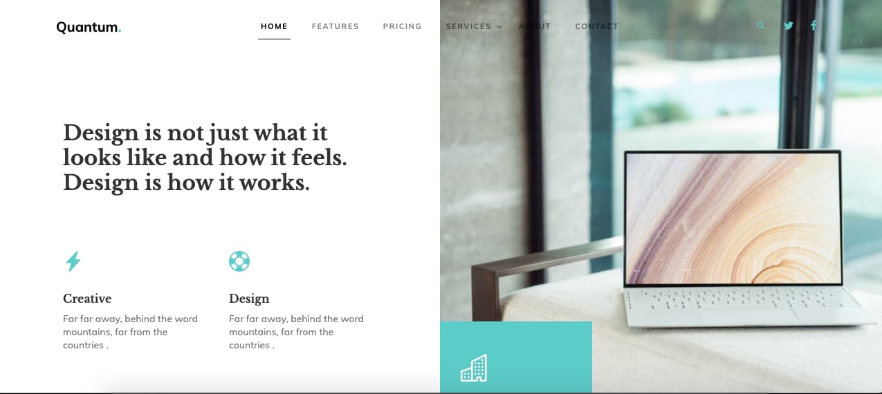 Template gratuito para landing page: Quantum
