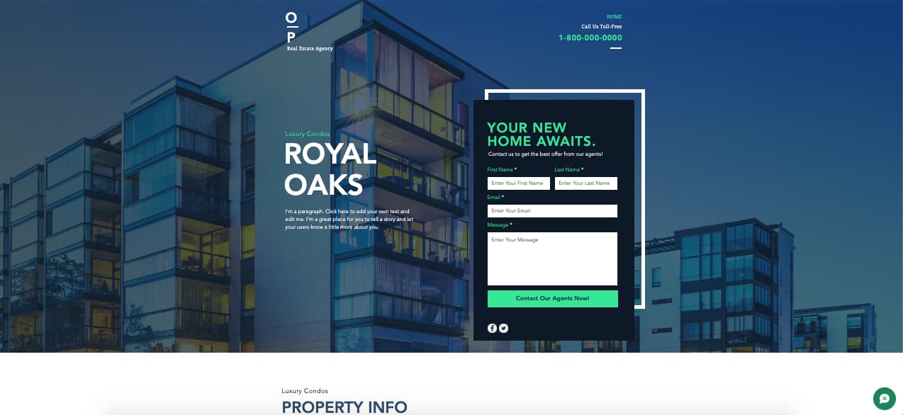 Template gratuito para landing page: Real Estate