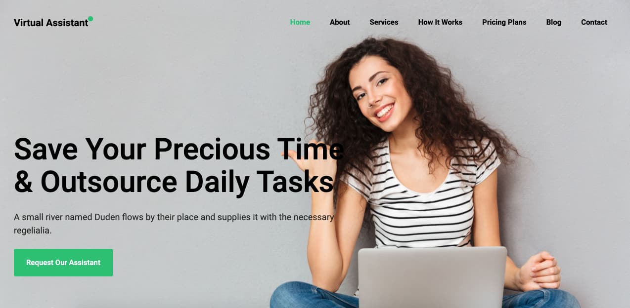 Template gratuito para landing page: VirtualAssistant
