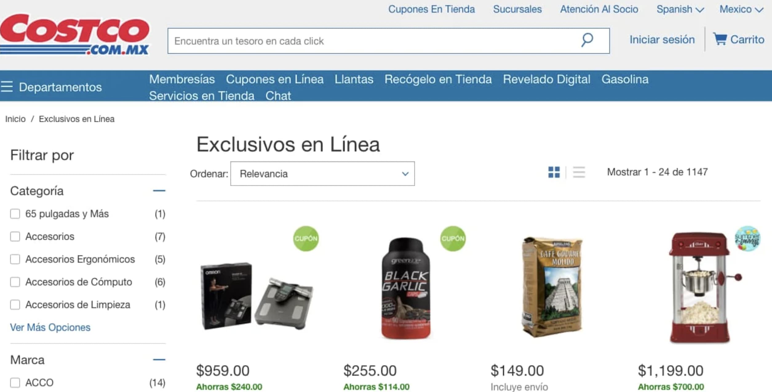 Ejemplo de tipo de descuento para incentivar de Cotsco