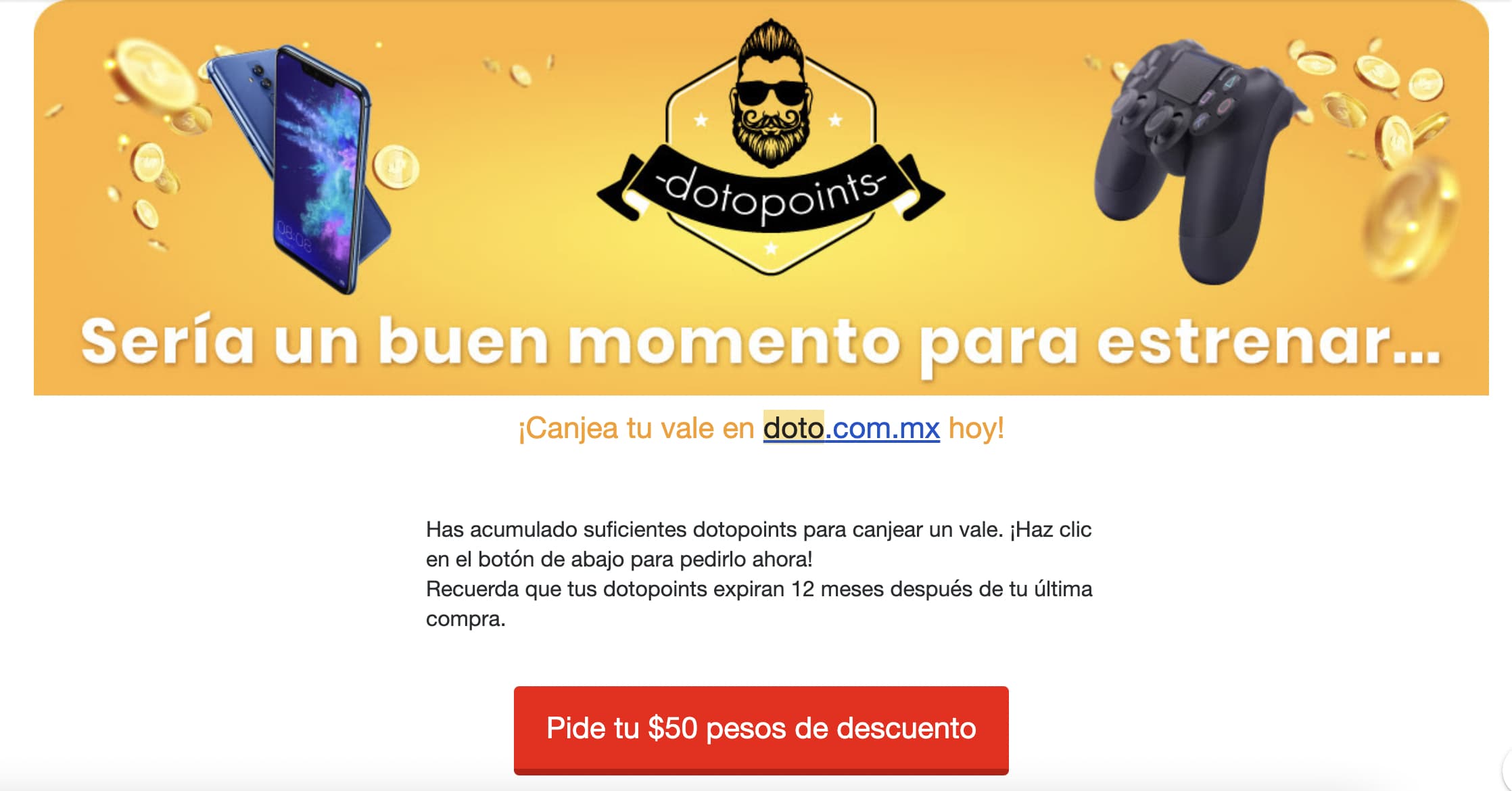 Ejemplo de tipo de descuento para recompensar de Doto