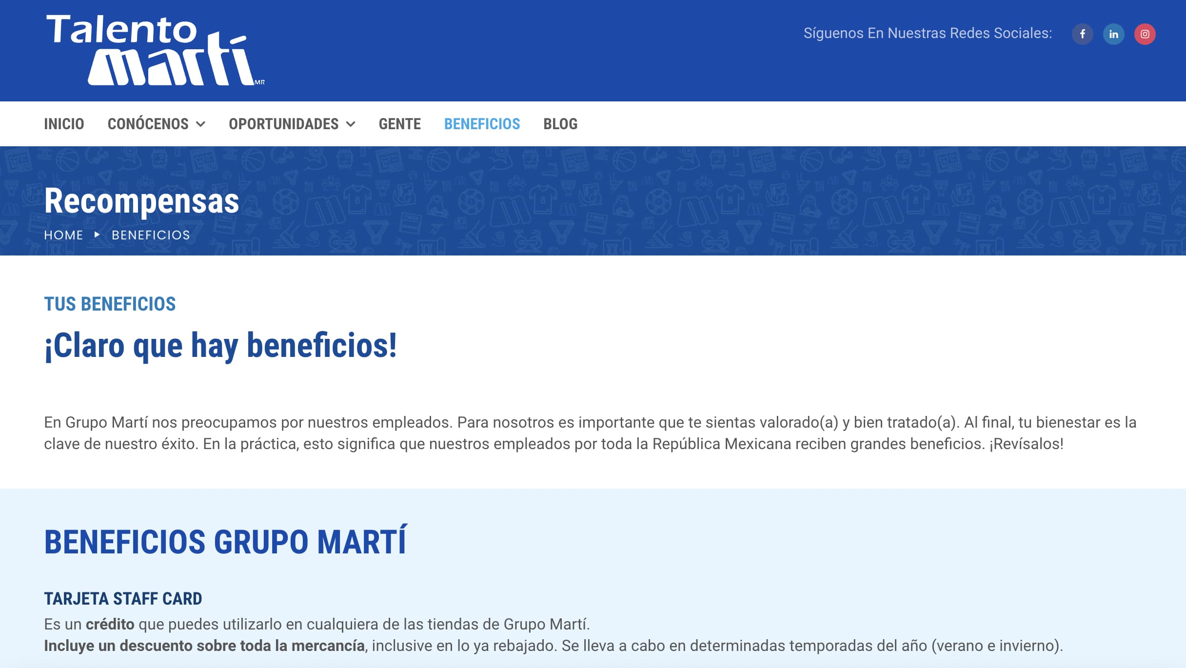 Ejemplo de tipo de descuento para empleados de Martí