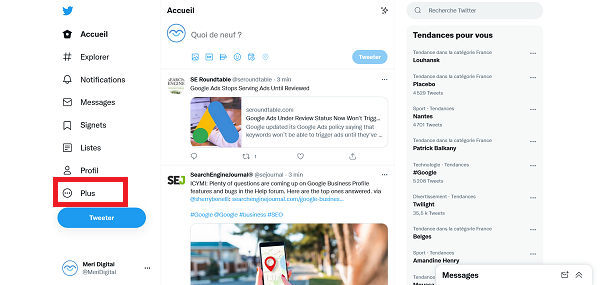 première étape pour changer son @ twitter