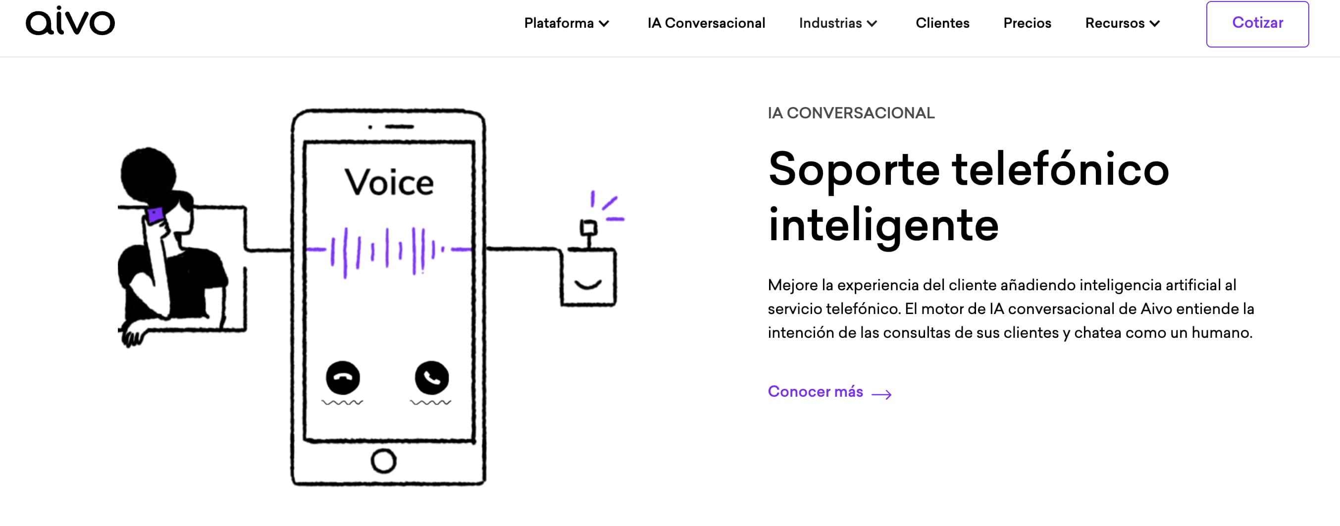 Ejemplo de voicebot para empresas: Aivo