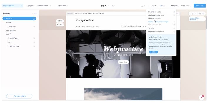 Web de inteligencia artificial: creador de Wix
