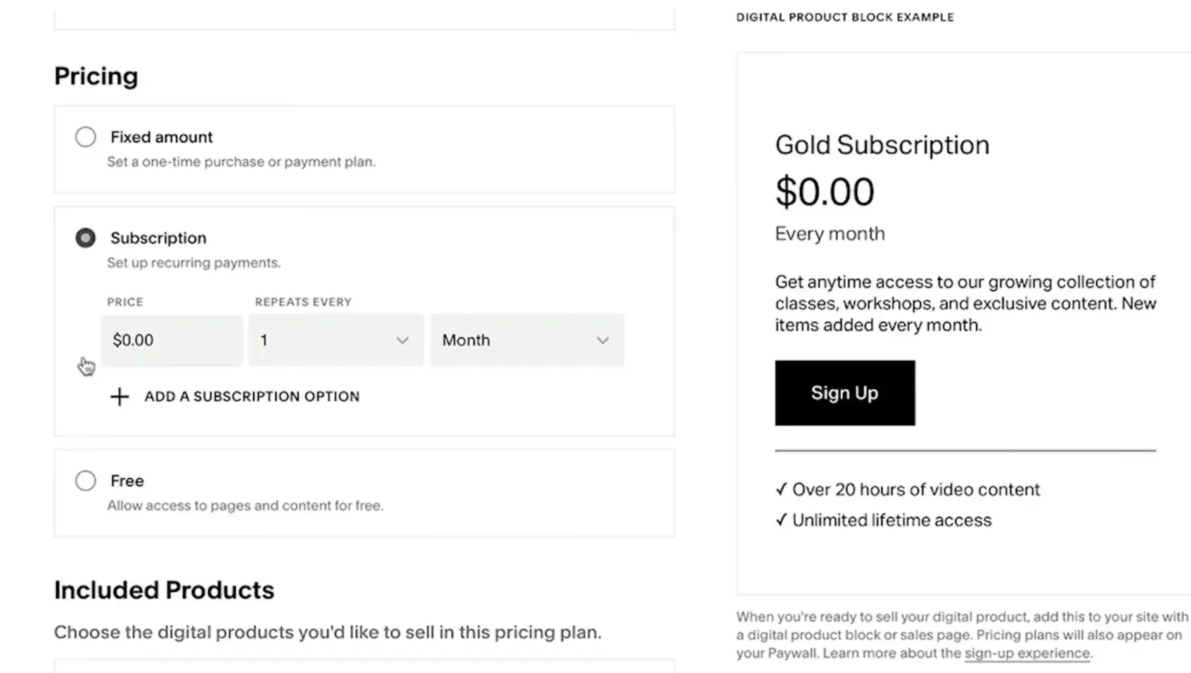how to create a subscription plan in squarespace.