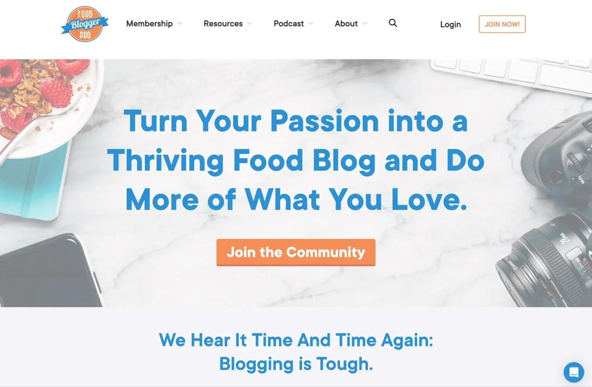 the food blogger pro membership join page.