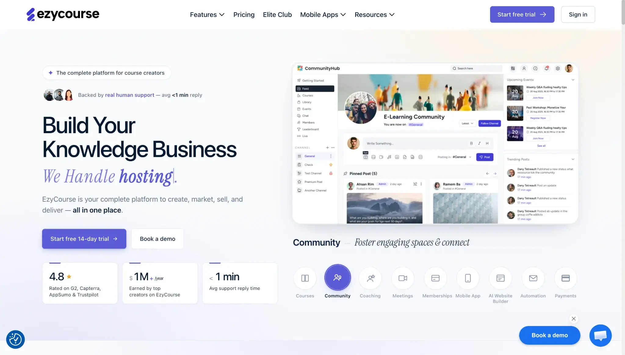 membership website builder, EzyCourse