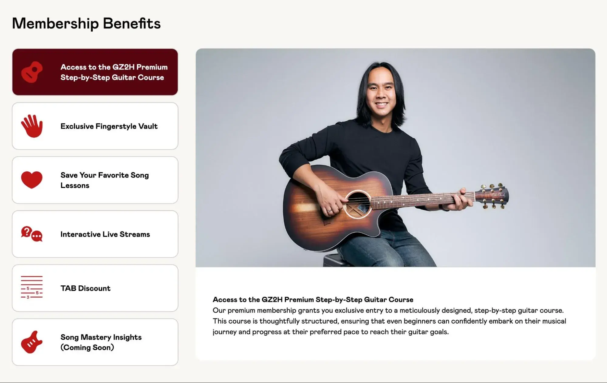 the guitarzero2hero membership benefits page.