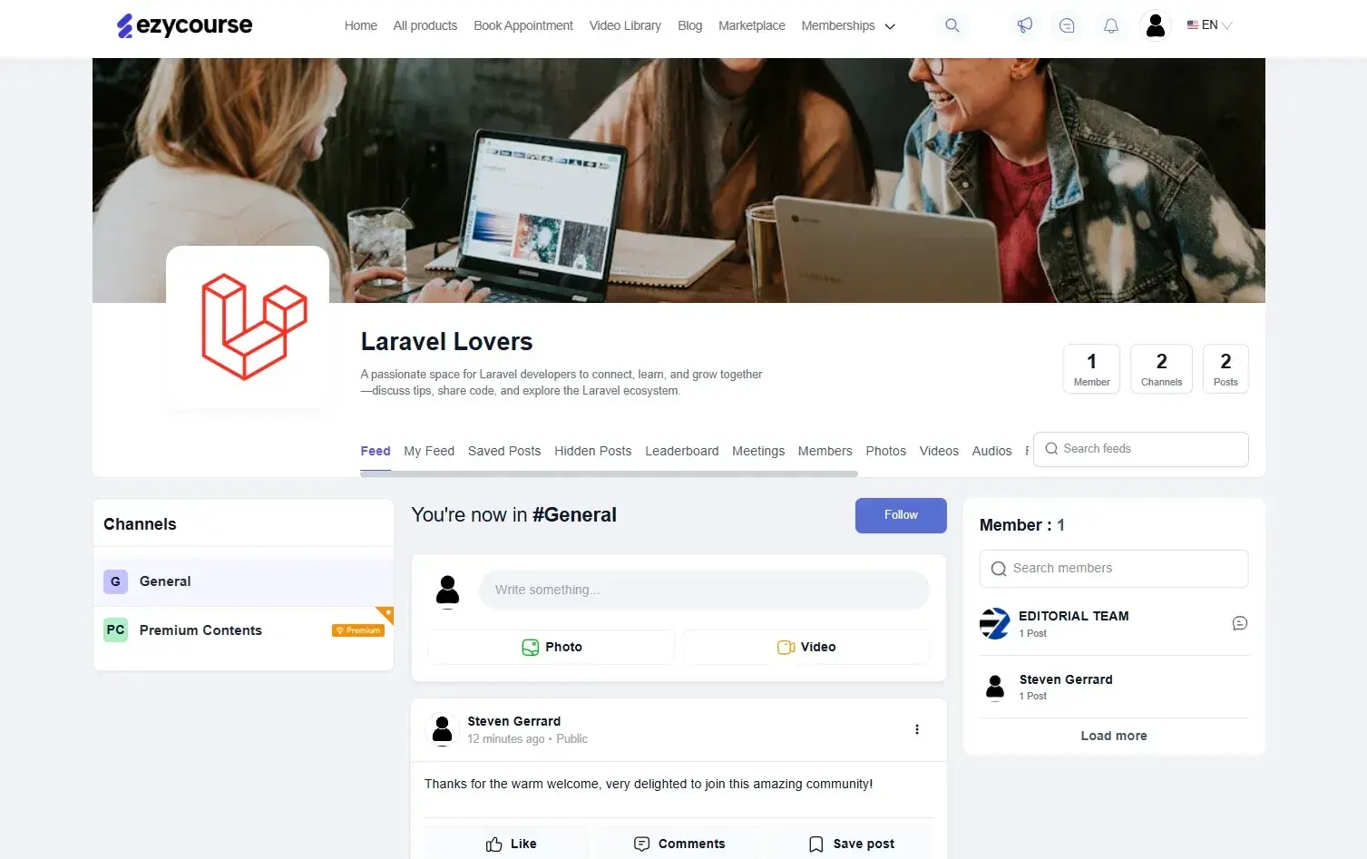 membership website builder, EzyCourse