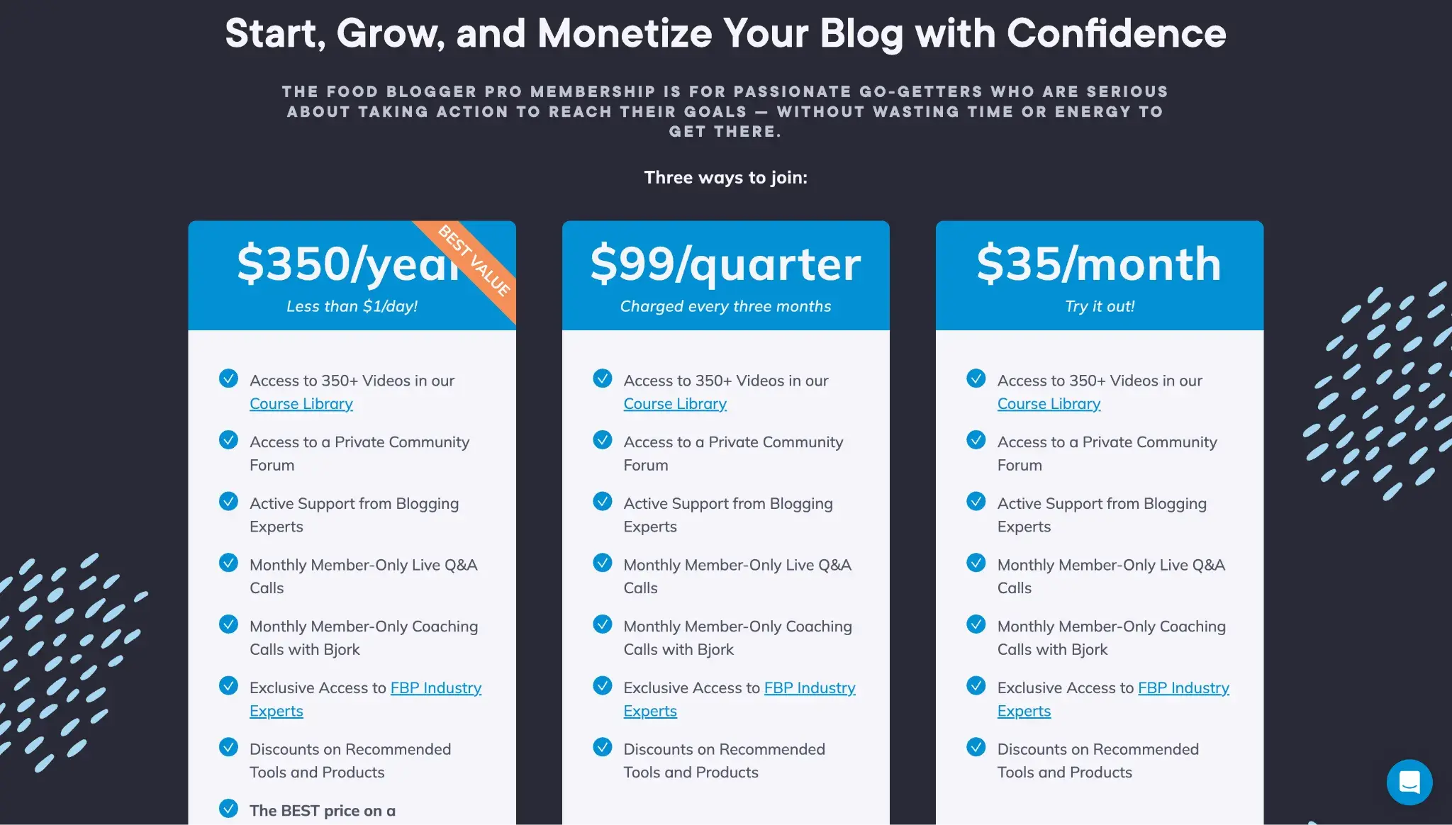 membership website builder, Food Blogger Pro