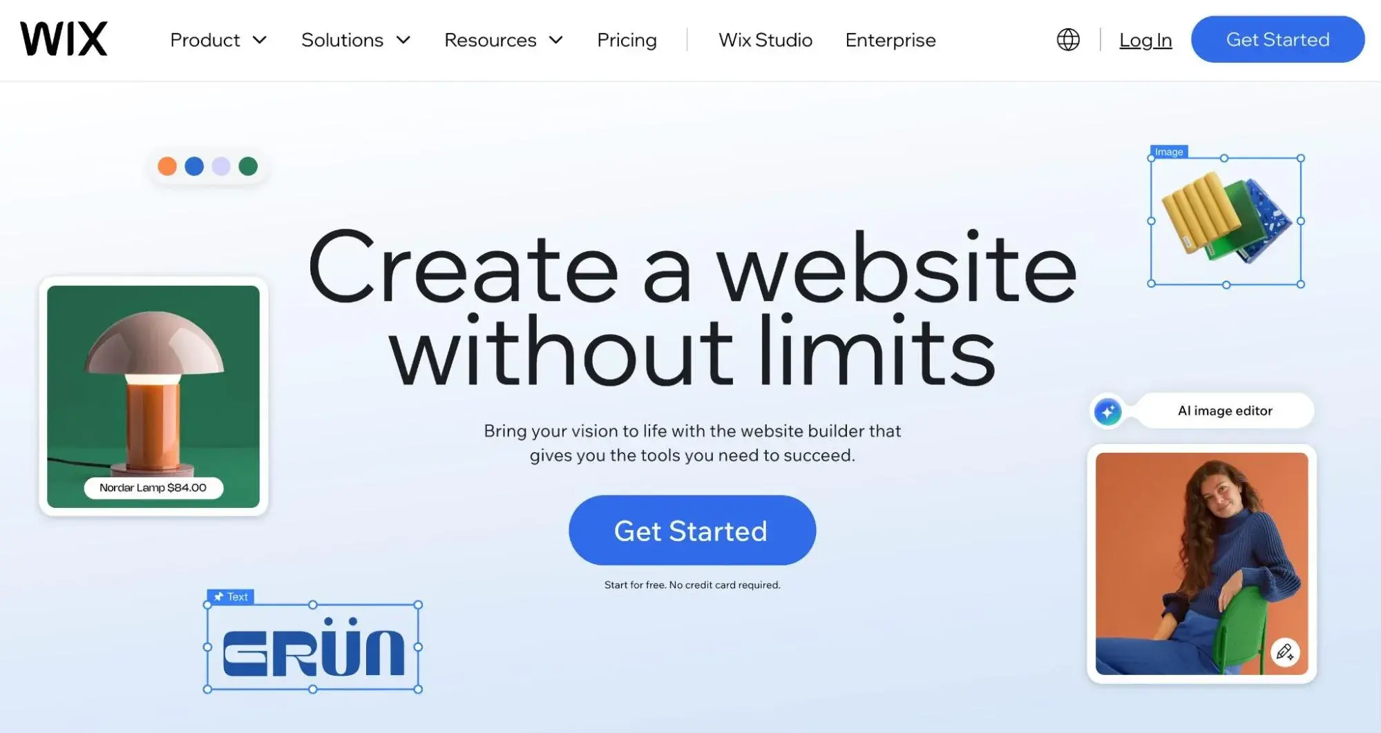 the wix website builder homepage.