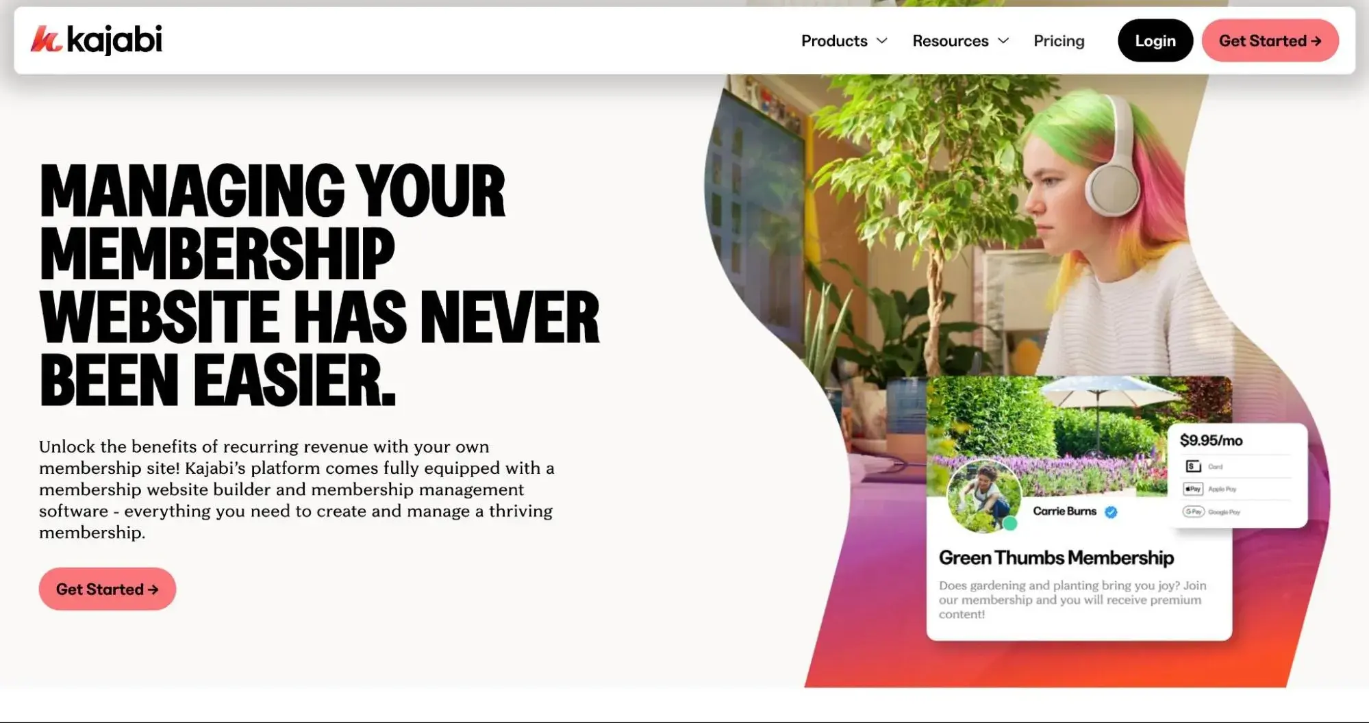 the kajabi membership website page.