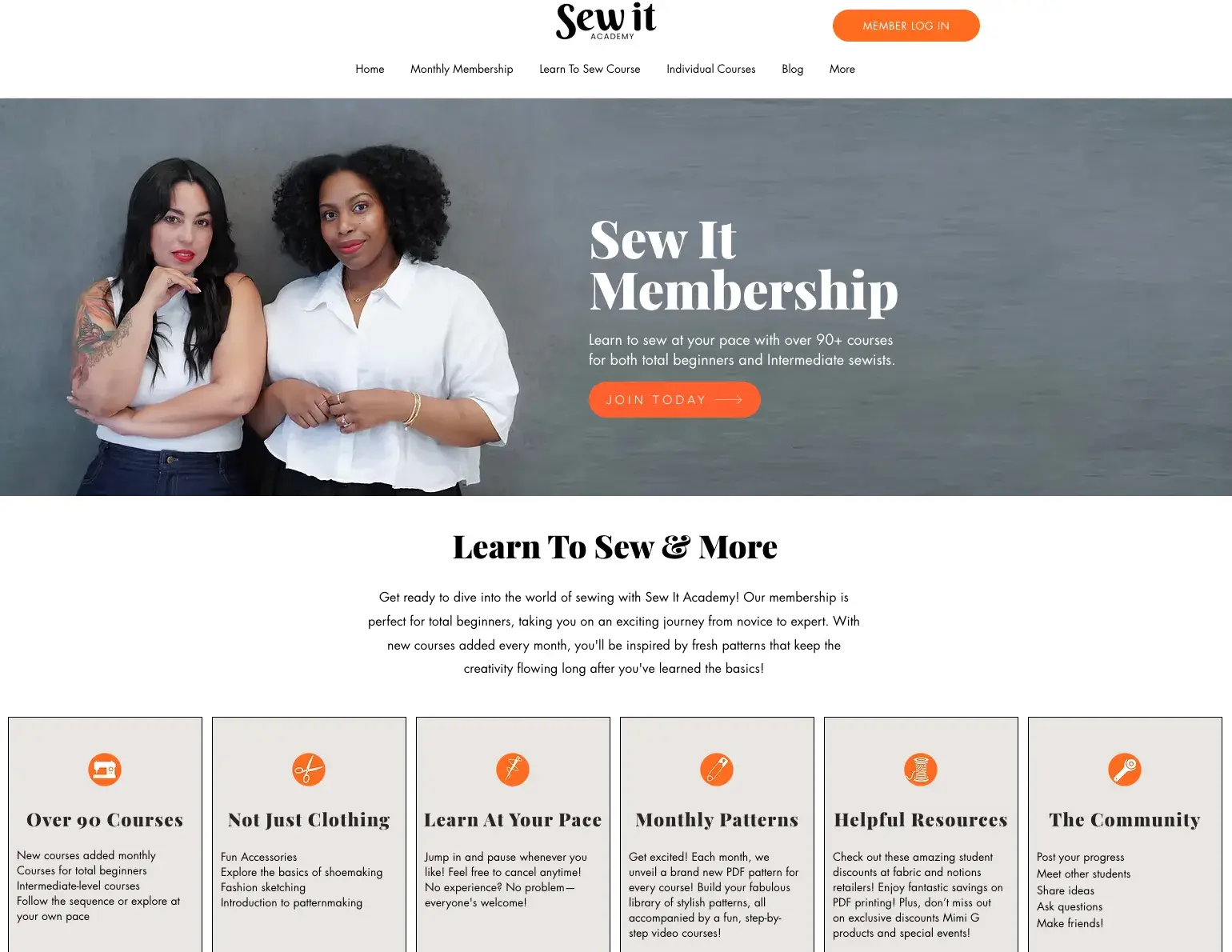 paid membership website ideas: hobby example from sew it academy