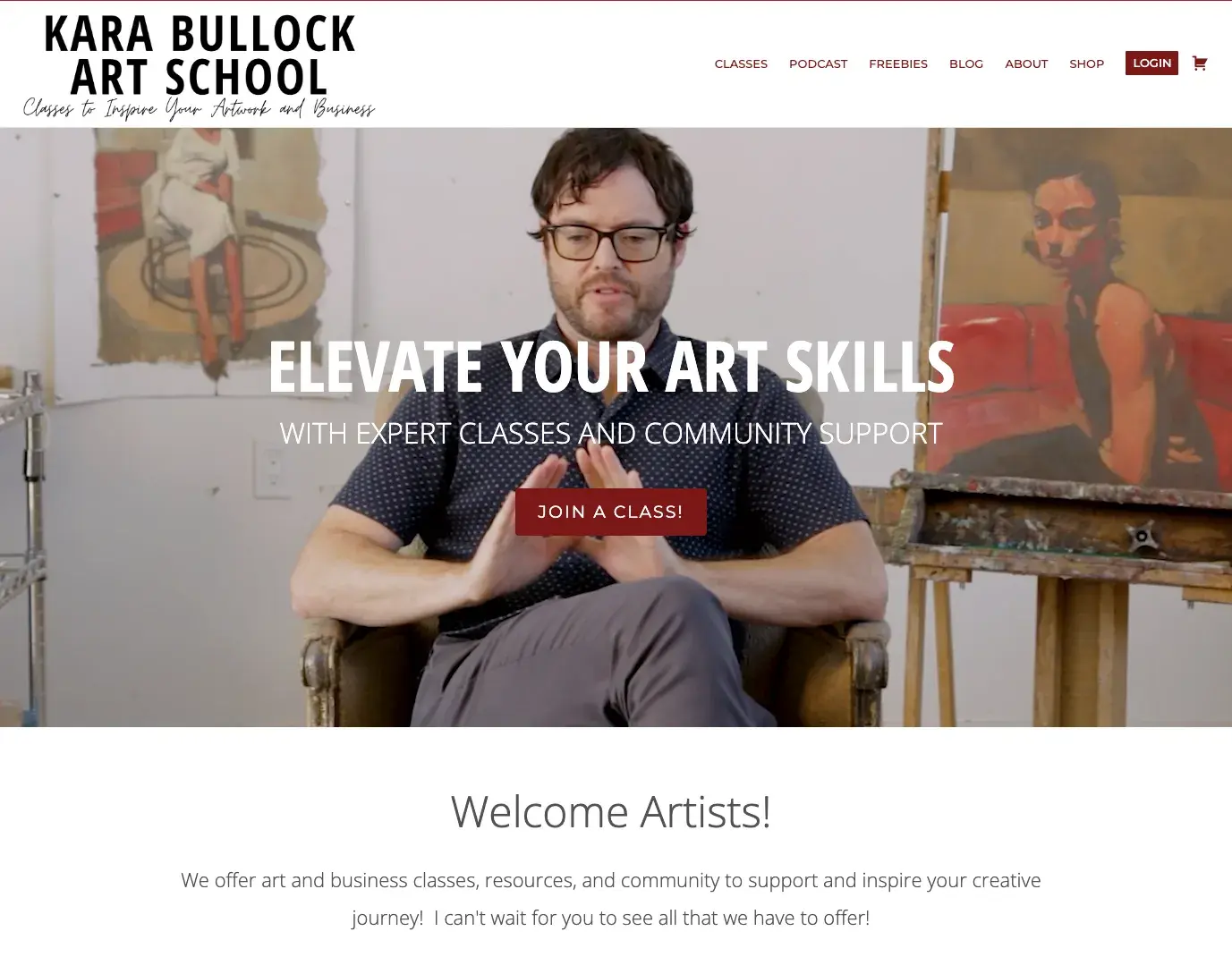 membership website ideas: creative skills example from kara bullock