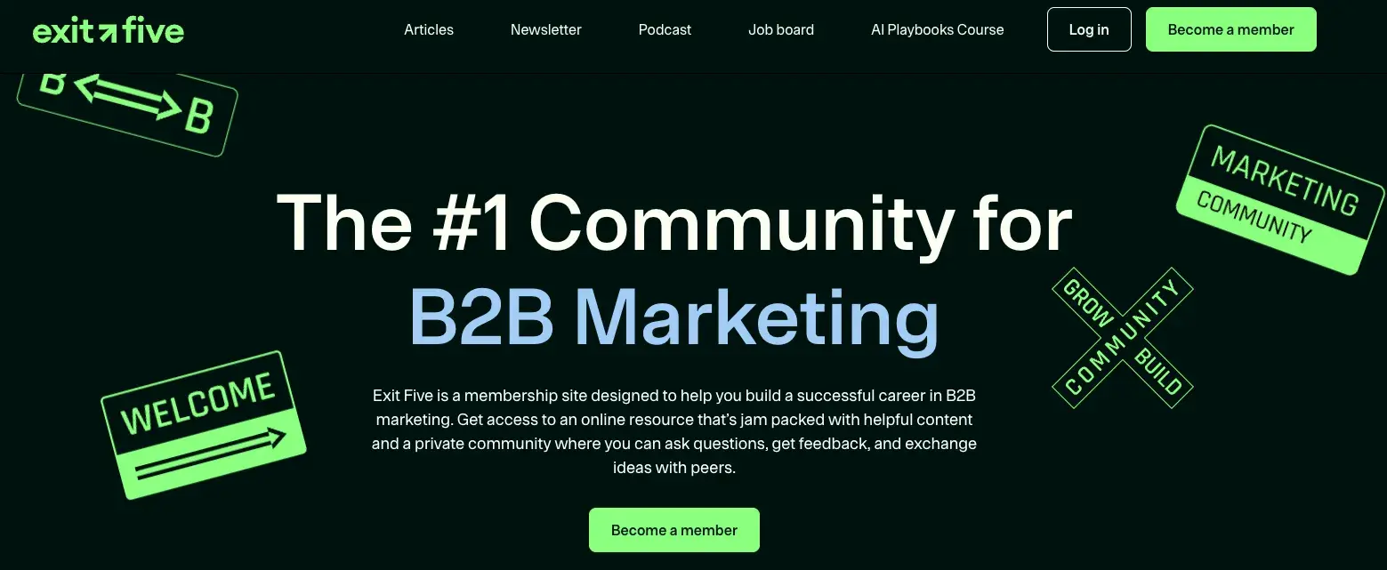paid membership website ideas: professional networking example from exitfive