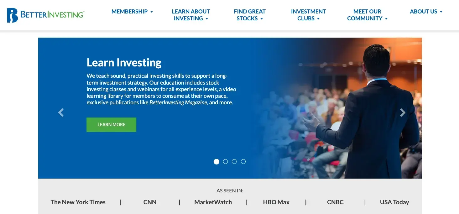 membership website ideas: finance example from better investing
