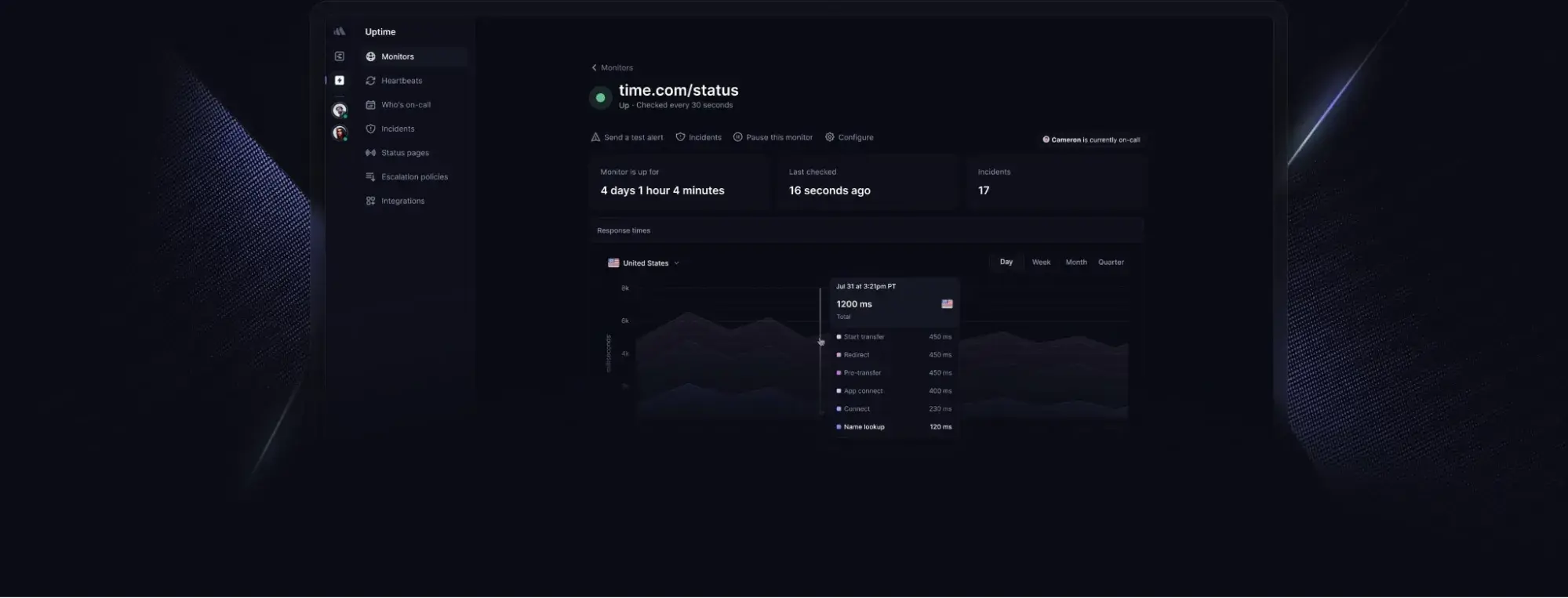 website homepage of better stack, a website uptime monitoring tool