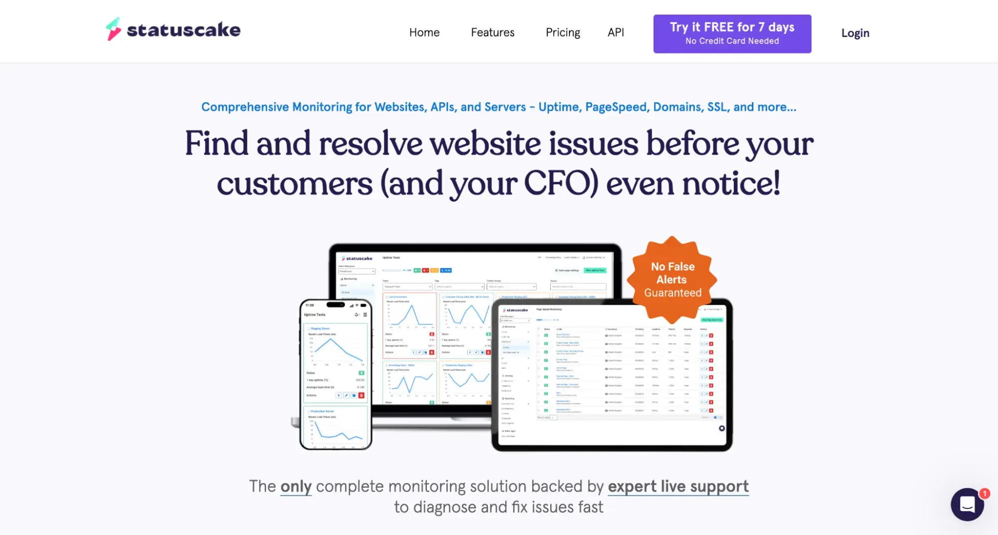 website homepage of statuscake, a website uptime monitoring tool
