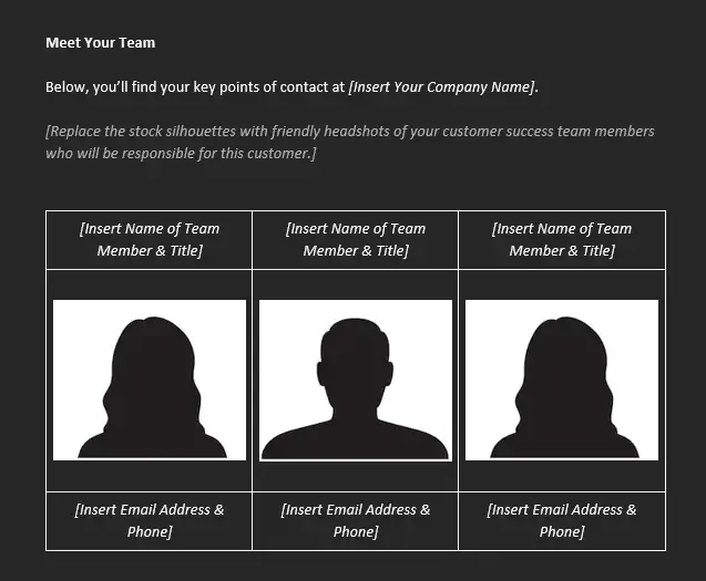 new client checklist, hubspot's meet your team onboarding template