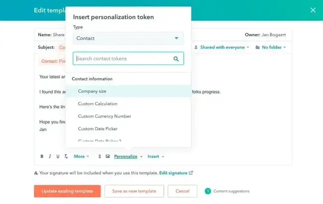 email newsletter template from hubspot
