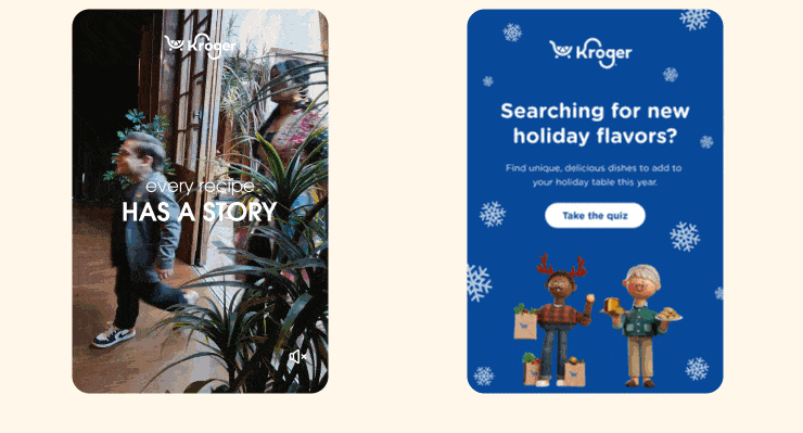 animated gif of an ad kroger ran on pinterest. every recipe has a story. create your own holiday table with these recipes.
